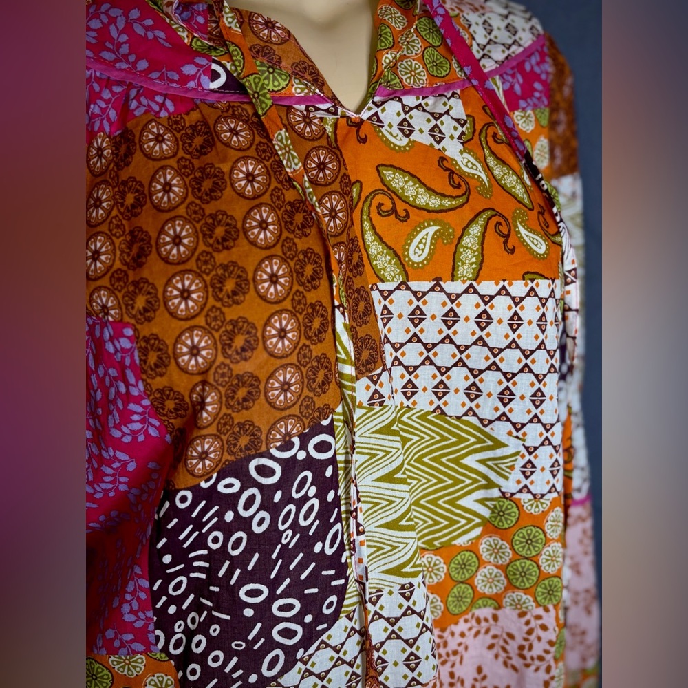 Fate Multicolor Patchwork Blouse NWT - image 2